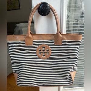 Navy striped tote bag